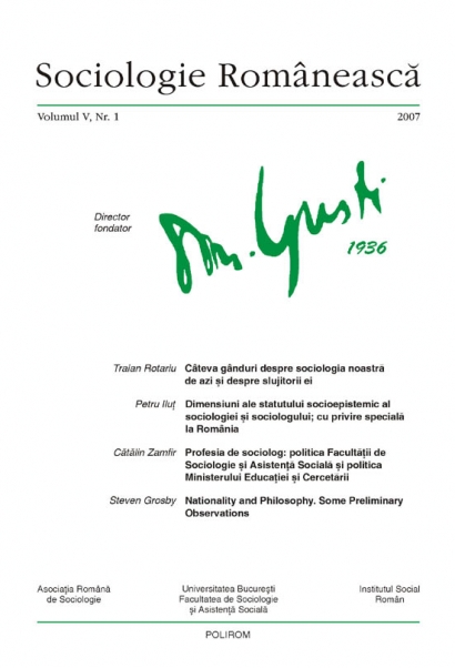 Coperta Sociologie Românească 1/2007